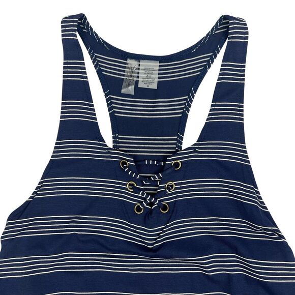 Beach Bunny Gia Navy White Striped Racerback Tank Dress Swim Cover Up Medium - Picture 6 of 11